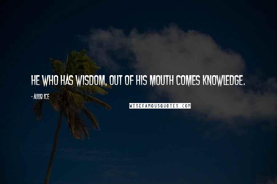 Auliq Ice Quotes: He who has wisdom, out of his mouth comes knowledge.