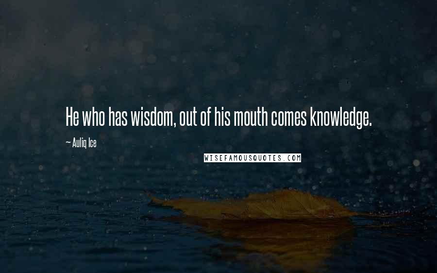 Auliq Ice Quotes: He who has wisdom, out of his mouth comes knowledge.