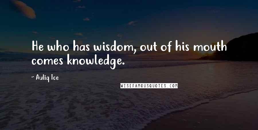 Auliq Ice Quotes: He who has wisdom, out of his mouth comes knowledge.