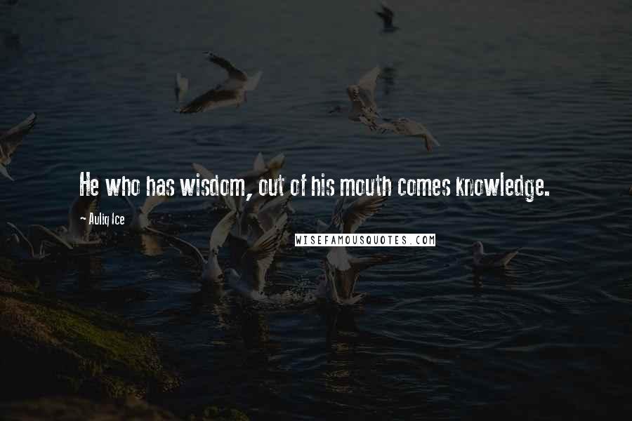 Auliq Ice Quotes: He who has wisdom, out of his mouth comes knowledge.