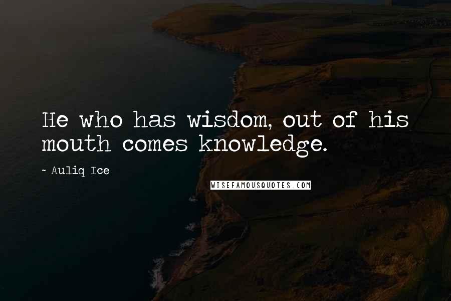 Auliq Ice Quotes: He who has wisdom, out of his mouth comes knowledge.