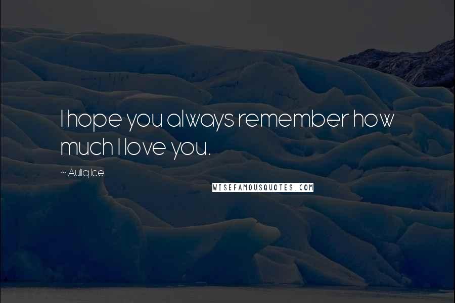 Auliq Ice Quotes: I hope you always remember how much I love you.