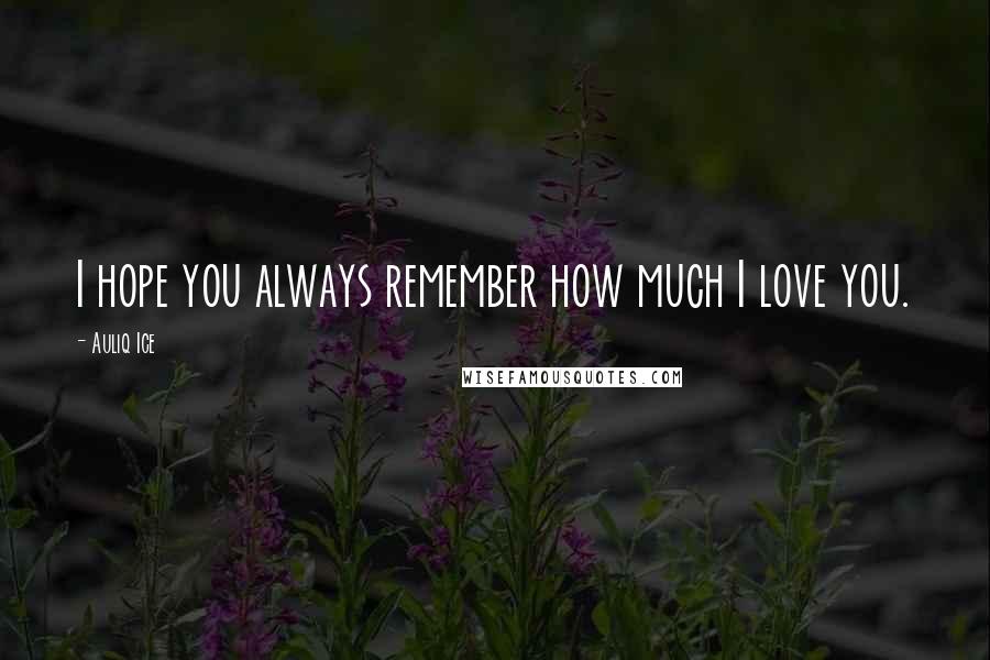 Auliq Ice Quotes: I hope you always remember how much I love you.