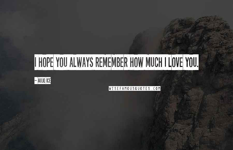 Auliq Ice Quotes: I hope you always remember how much I love you.