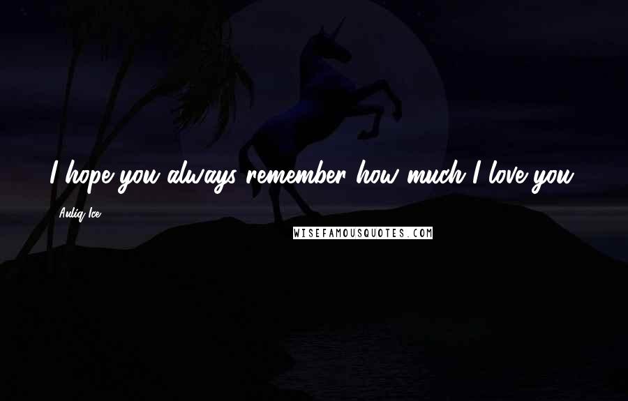 Auliq Ice Quotes: I hope you always remember how much I love you.