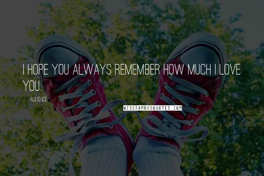 Auliq Ice Quotes: I hope you always remember how much I love you.