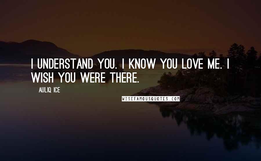 Auliq Ice Quotes: I understand you. I know you love me. I wish you were there.