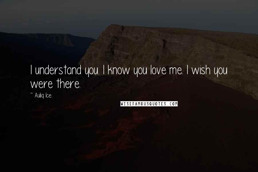 Auliq Ice Quotes: I understand you. I know you love me. I wish you were there.