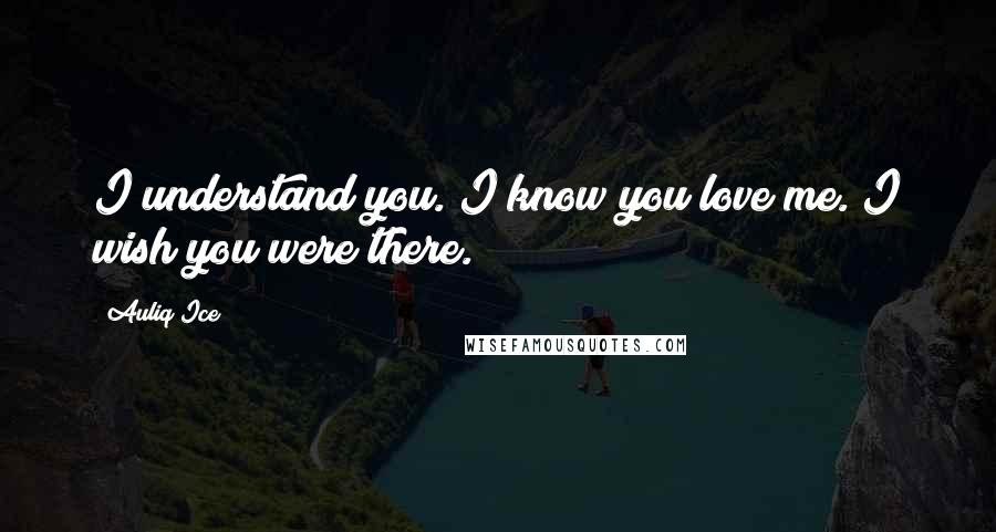 Auliq Ice Quotes: I understand you. I know you love me. I wish you were there.