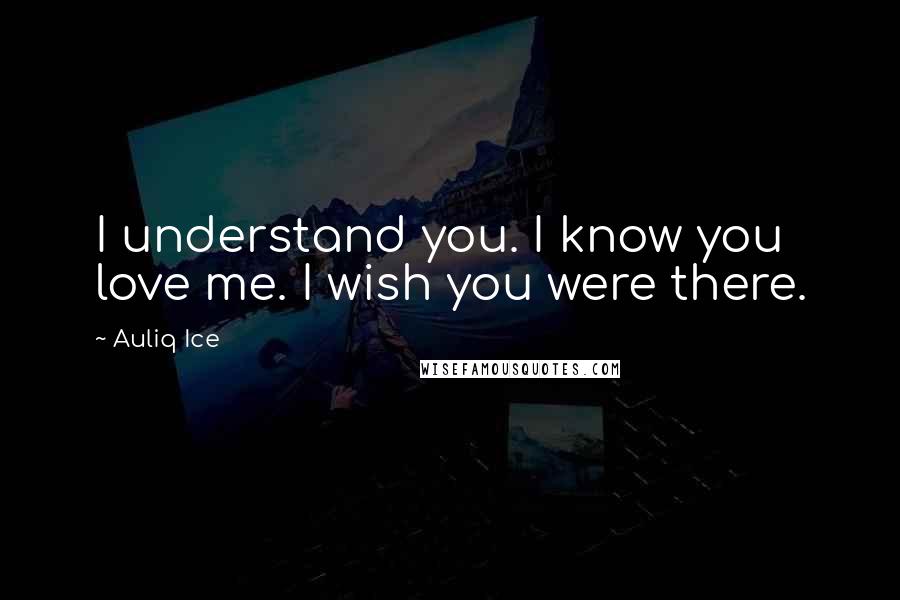 Auliq Ice Quotes: I understand you. I know you love me. I wish you were there.
