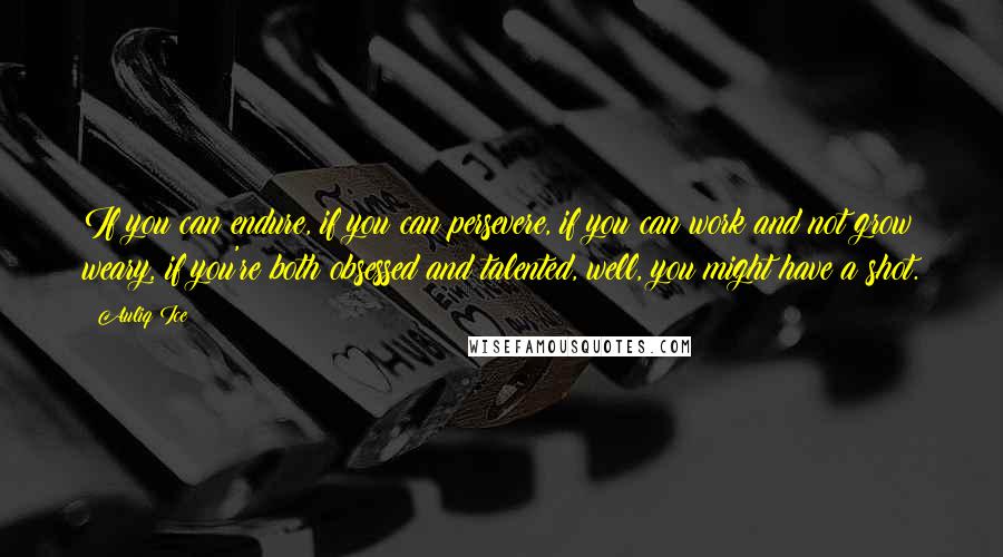 Auliq Ice Quotes: If you can endure, if you can persevere, if you can work and not grow weary, if you're both obsessed and talented, well, you might have a shot.