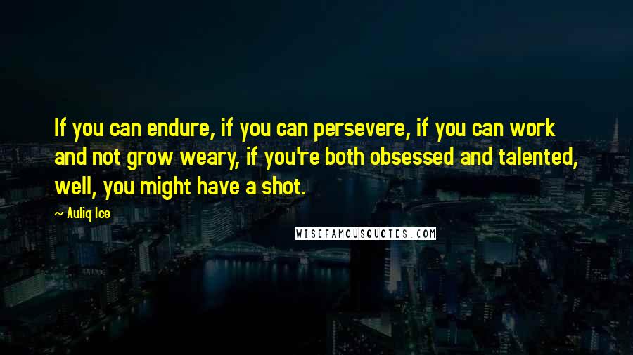 Auliq Ice Quotes: If you can endure, if you can persevere, if you can work and not grow weary, if you're both obsessed and talented, well, you might have a shot.