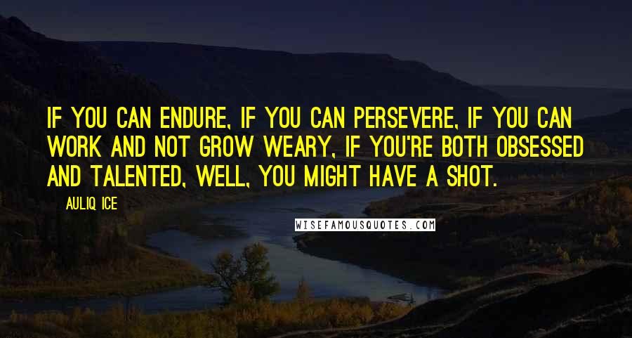 Auliq Ice Quotes: If you can endure, if you can persevere, if you can work and not grow weary, if you're both obsessed and talented, well, you might have a shot.