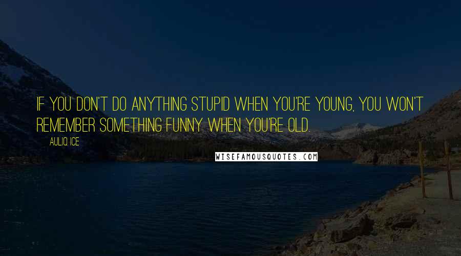 Auliq Ice Quotes: If you don't do anything stupid when you're young, you won't remember something funny when you're old.