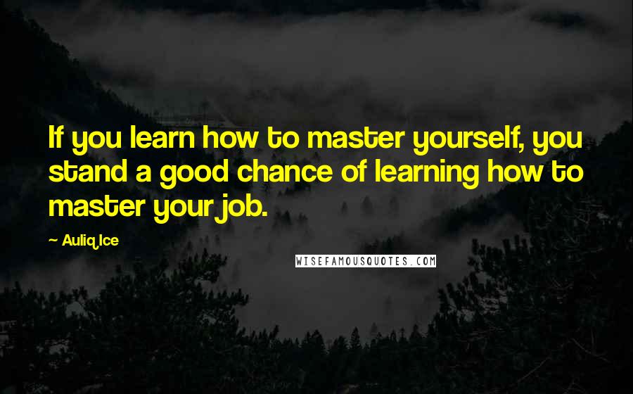 Auliq Ice Quotes: If you learn how to master yourself, you stand a good chance of learning how to master your job.