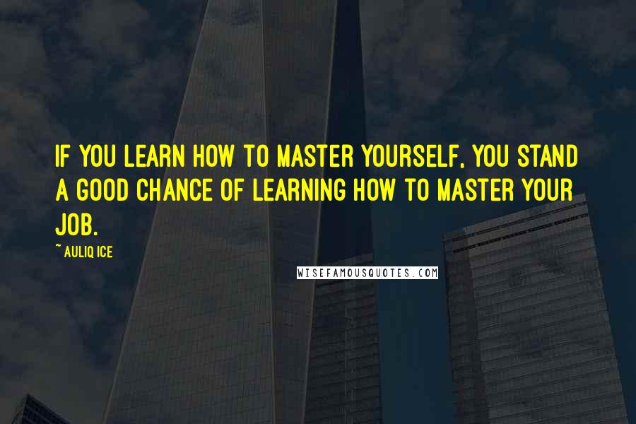 Auliq Ice Quotes: If you learn how to master yourself, you stand a good chance of learning how to master your job.