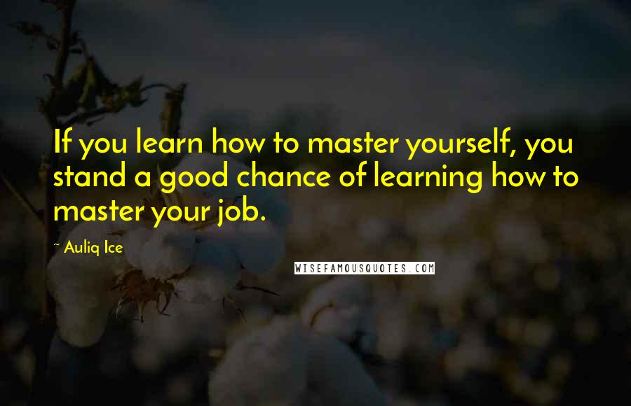 Auliq Ice Quotes: If you learn how to master yourself, you stand a good chance of learning how to master your job.