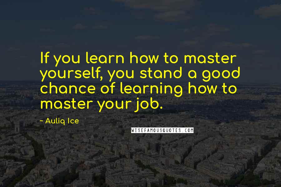 Auliq Ice Quotes: If you learn how to master yourself, you stand a good chance of learning how to master your job.