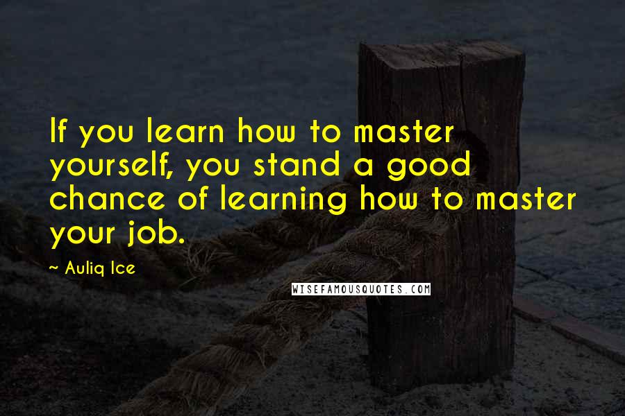 Auliq Ice Quotes: If you learn how to master yourself, you stand a good chance of learning how to master your job.