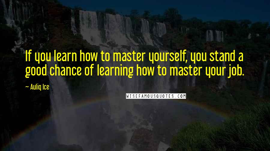 Auliq Ice Quotes: If you learn how to master yourself, you stand a good chance of learning how to master your job.