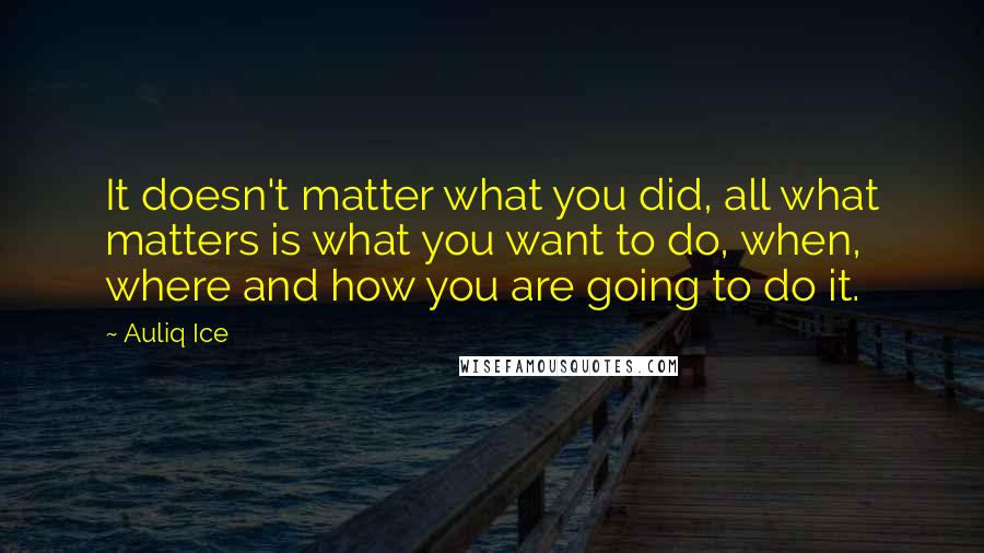 Auliq Ice Quotes: It doesn't matter what you did, all what matters is what you want to do, when, where and how you are going to do it.