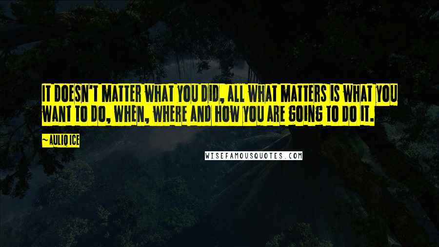 Auliq Ice Quotes: It doesn't matter what you did, all what matters is what you want to do, when, where and how you are going to do it.