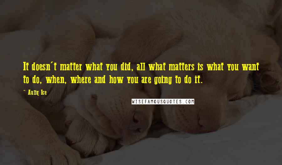 Auliq Ice Quotes: It doesn't matter what you did, all what matters is what you want to do, when, where and how you are going to do it.