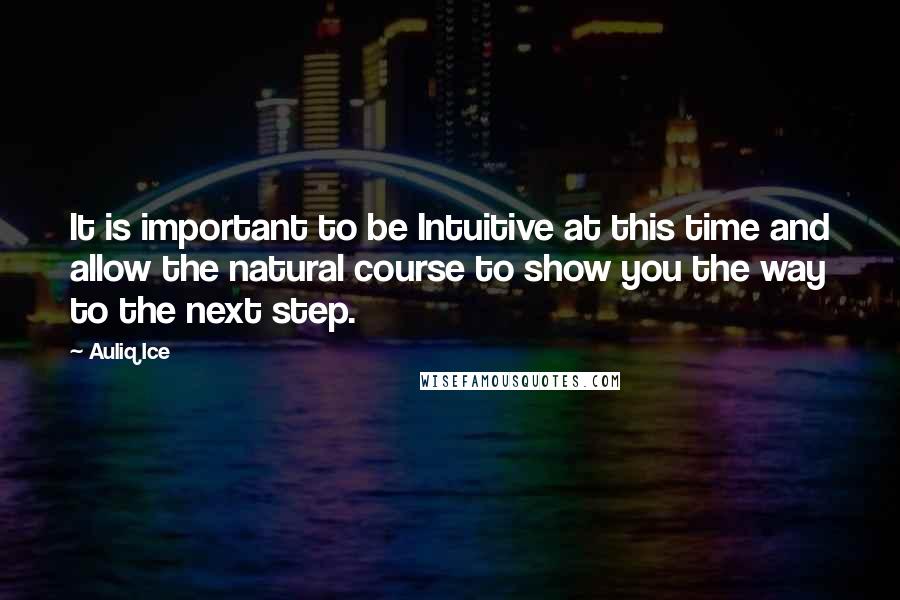 Auliq Ice Quotes: It is important to be Intuitive at this time and allow the natural course to show you the way to the next step.
