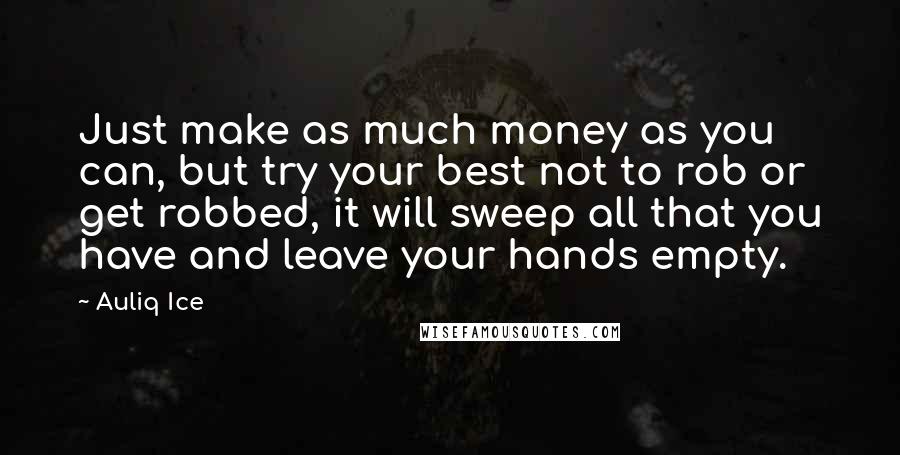 Auliq Ice Quotes: Just make as much money as you can, but try your best not to rob or get robbed, it will sweep all that you have and leave your hands empty.