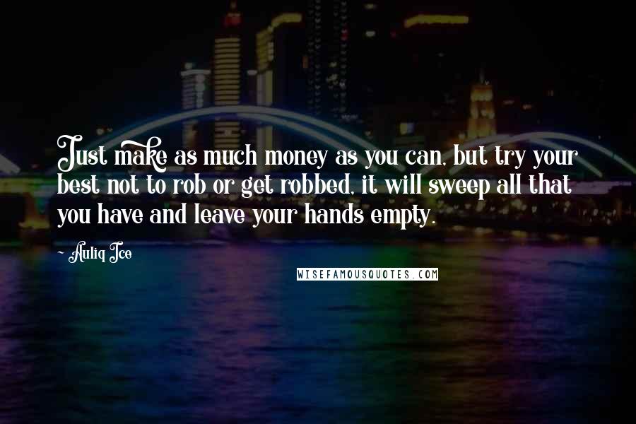 Auliq Ice Quotes: Just make as much money as you can, but try your best not to rob or get robbed, it will sweep all that you have and leave your hands empty.