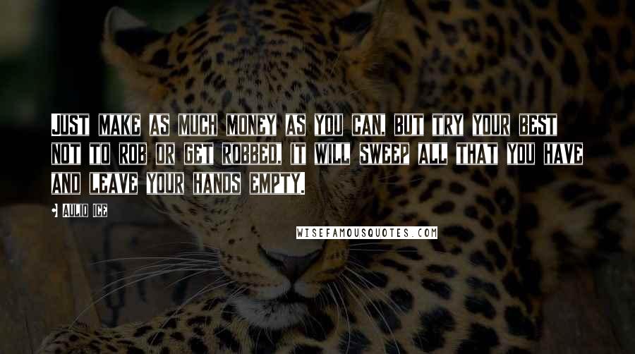 Auliq Ice Quotes: Just make as much money as you can, but try your best not to rob or get robbed, it will sweep all that you have and leave your hands empty.