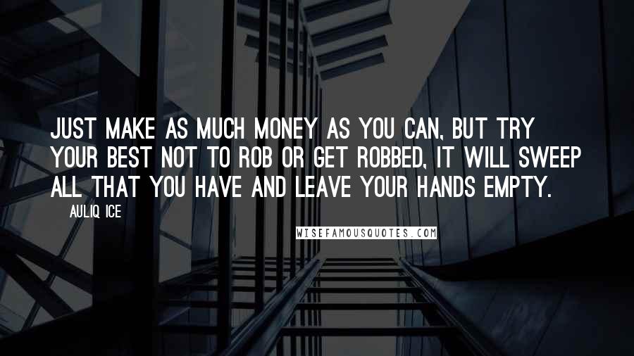 Auliq Ice Quotes: Just make as much money as you can, but try your best not to rob or get robbed, it will sweep all that you have and leave your hands empty.