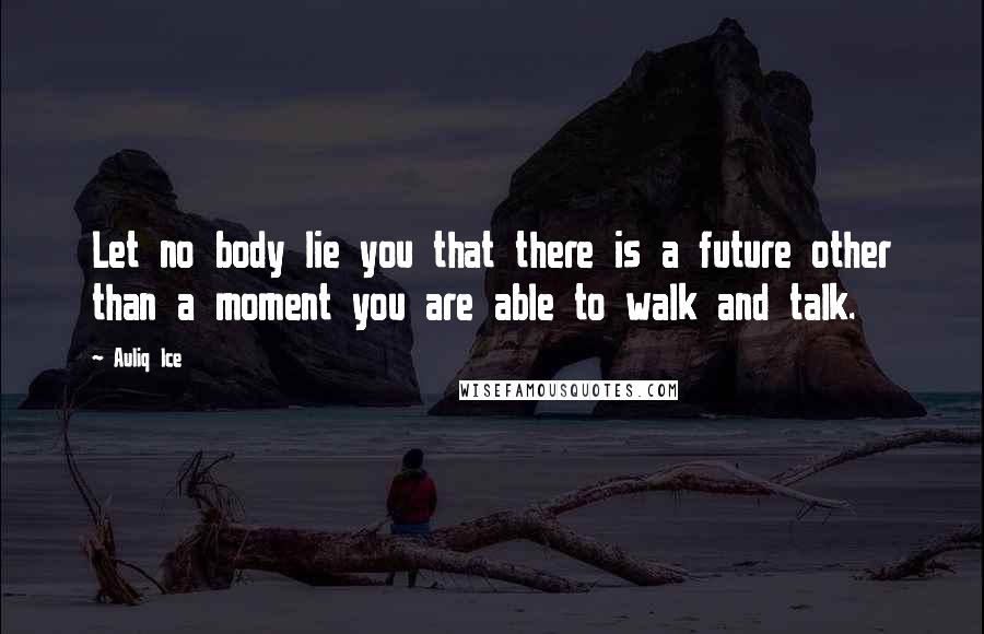 Auliq Ice Quotes: Let no body lie you that there is a future other than a moment you are able to walk and talk.