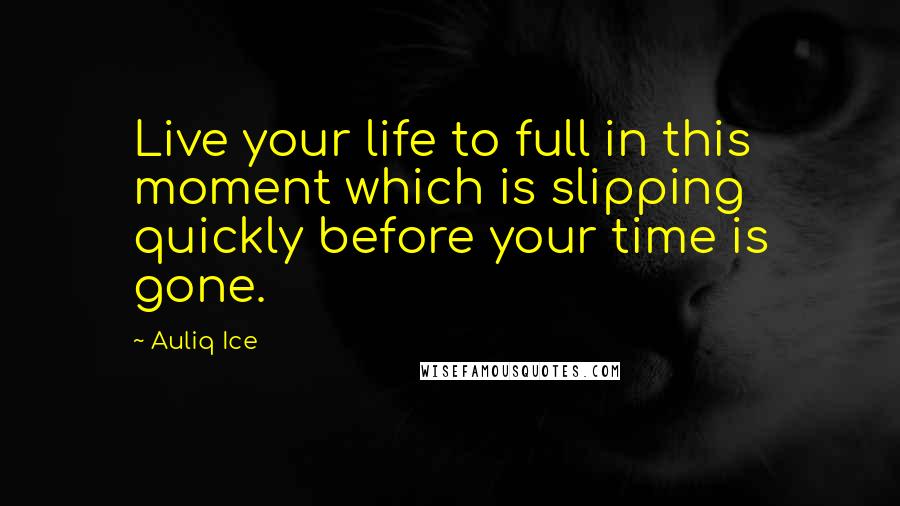 Auliq Ice Quotes: Live your life to full in this moment which is slipping quickly before your time is gone.