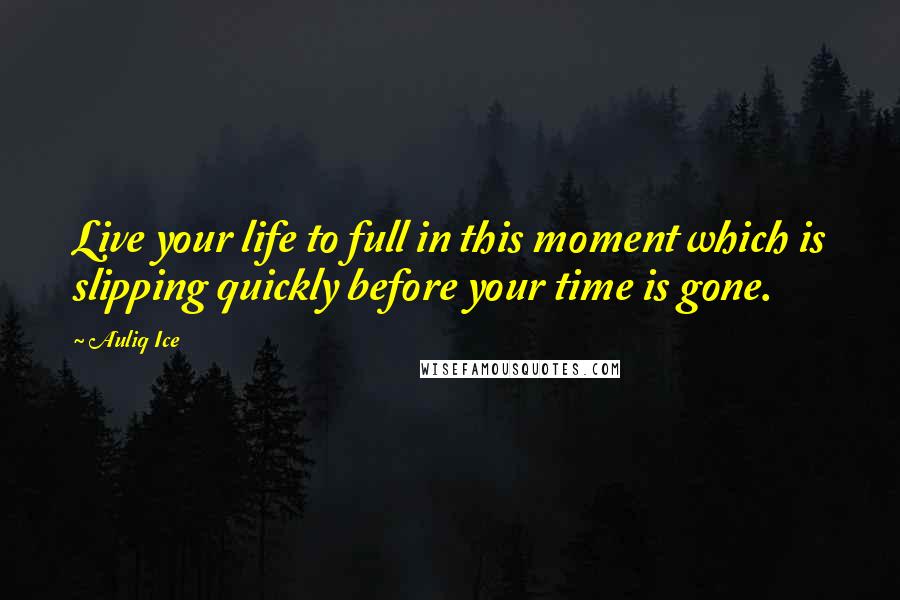 Auliq Ice Quotes: Live your life to full in this moment which is slipping quickly before your time is gone.