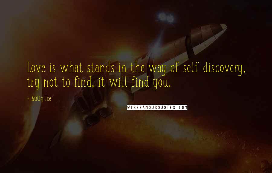 Auliq Ice Quotes: Love is what stands in the way of self discovery, try not to find, it will find you.