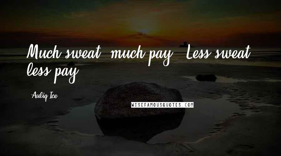 Auliq Ice Quotes: Much sweat, much pay - Less sweat, less pay.