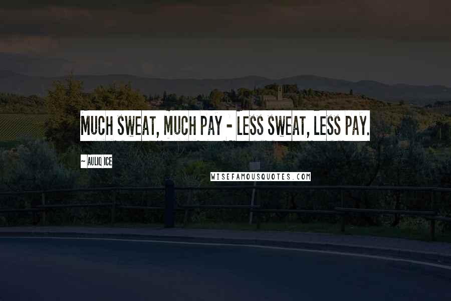 Auliq Ice Quotes: Much sweat, much pay - Less sweat, less pay.