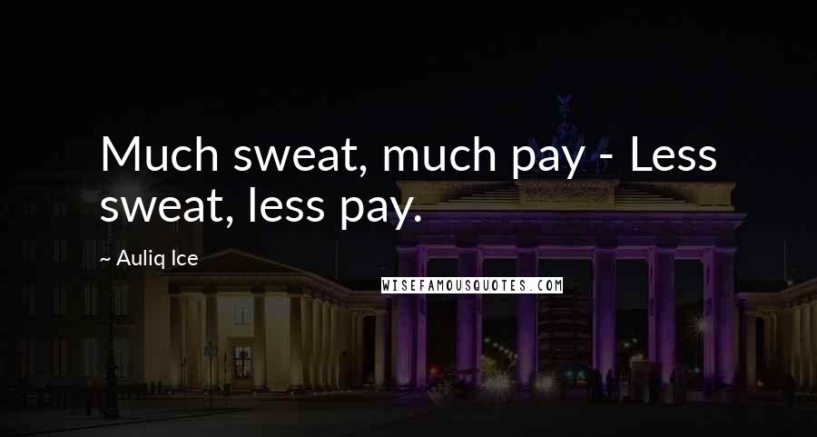 Auliq Ice Quotes: Much sweat, much pay - Less sweat, less pay.