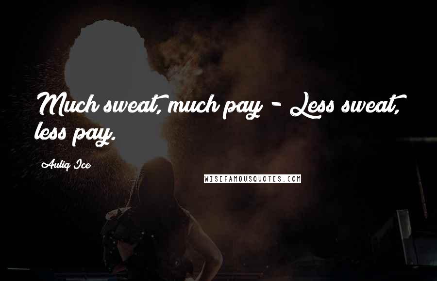Auliq Ice Quotes: Much sweat, much pay - Less sweat, less pay.