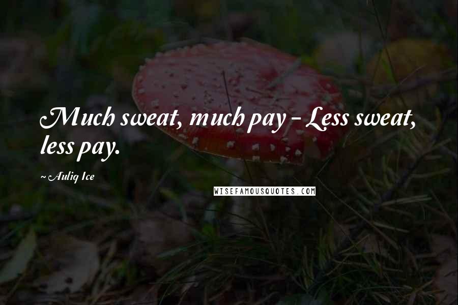 Auliq Ice Quotes: Much sweat, much pay - Less sweat, less pay.