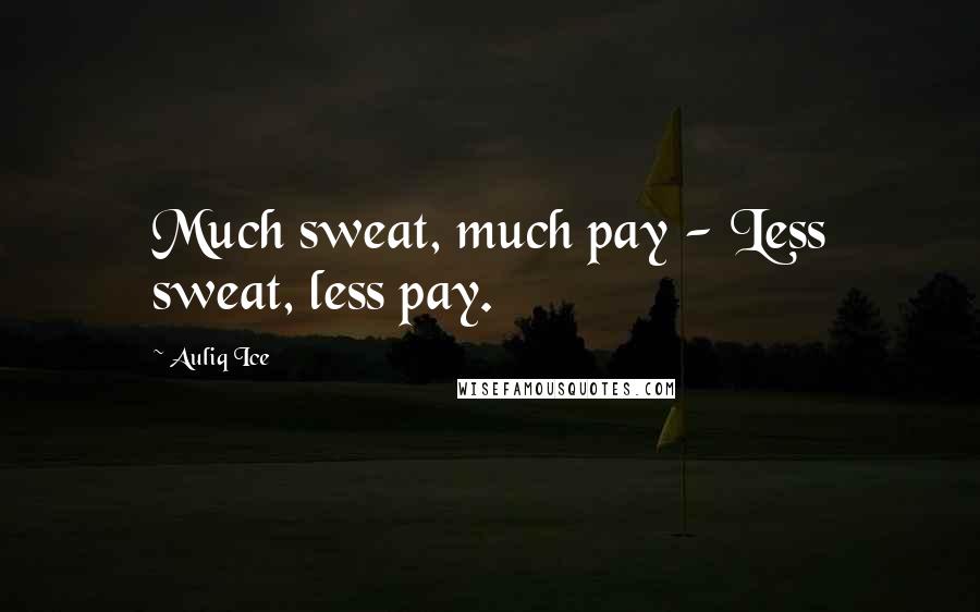 Auliq Ice Quotes: Much sweat, much pay - Less sweat, less pay.