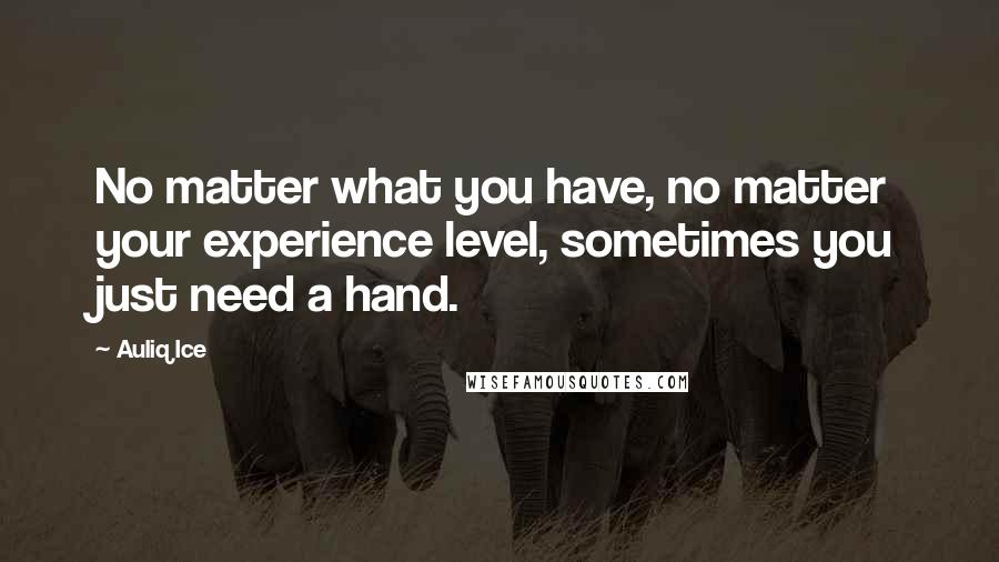 Auliq Ice Quotes: No matter what you have, no matter your experience level, sometimes you just need a hand.