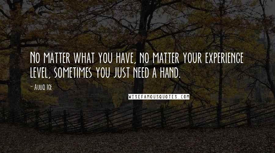 Auliq Ice Quotes: No matter what you have, no matter your experience level, sometimes you just need a hand.