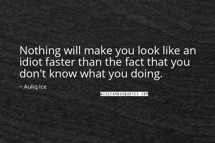 Auliq Ice Quotes: Nothing will make you look like an idiot faster than the fact that you don't know what you doing.