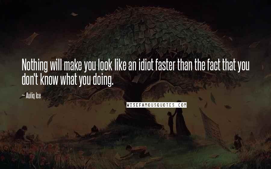 Auliq Ice Quotes: Nothing will make you look like an idiot faster than the fact that you don't know what you doing.