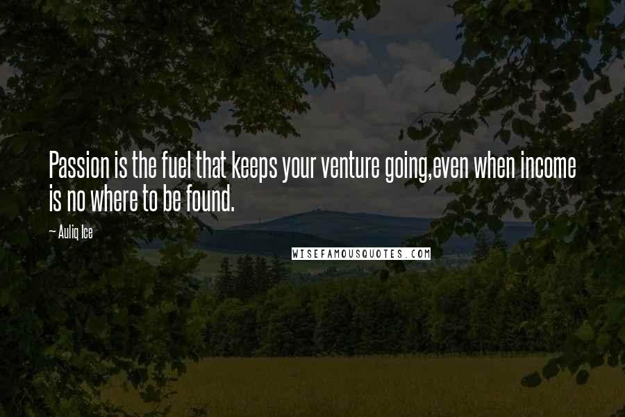 Auliq Ice Quotes: Passion is the fuel that keeps your venture going,even when income is no where to be found.