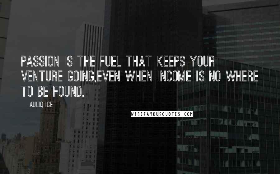 Auliq Ice Quotes: Passion is the fuel that keeps your venture going,even when income is no where to be found.