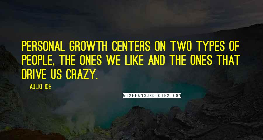 Auliq Ice Quotes: Personal growth centers on two types of people, the ones we like and the ones that drive us crazy.