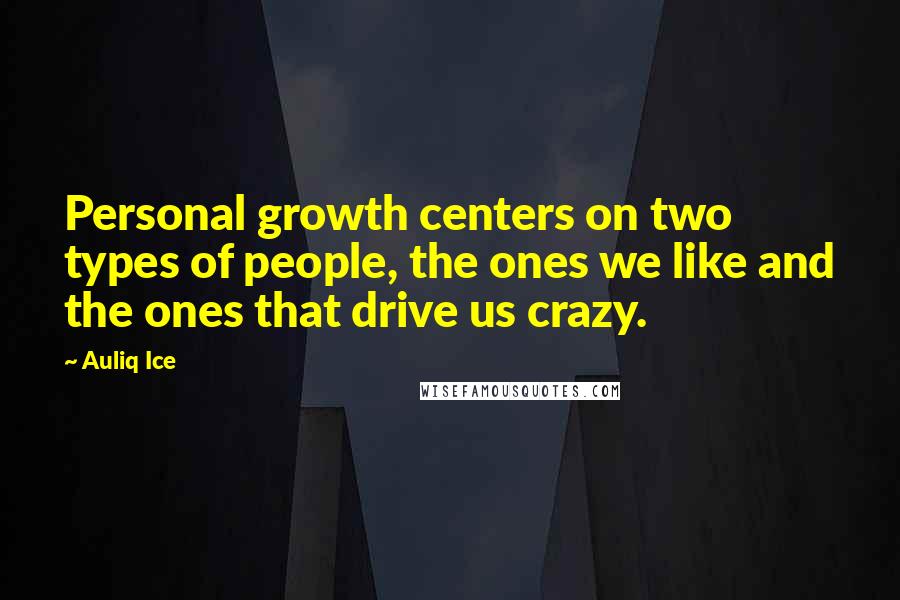 Auliq Ice Quotes: Personal growth centers on two types of people, the ones we like and the ones that drive us crazy.